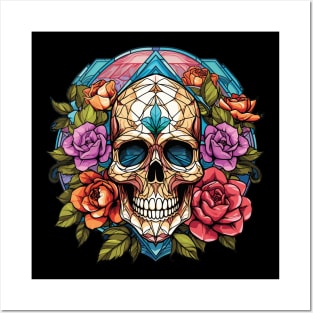 Stained Glass Image of a Crystal Skull Posters and Art